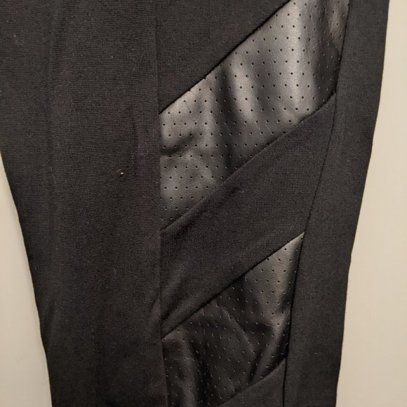 Leather Panel Black Leggings - Picture 2 of 4